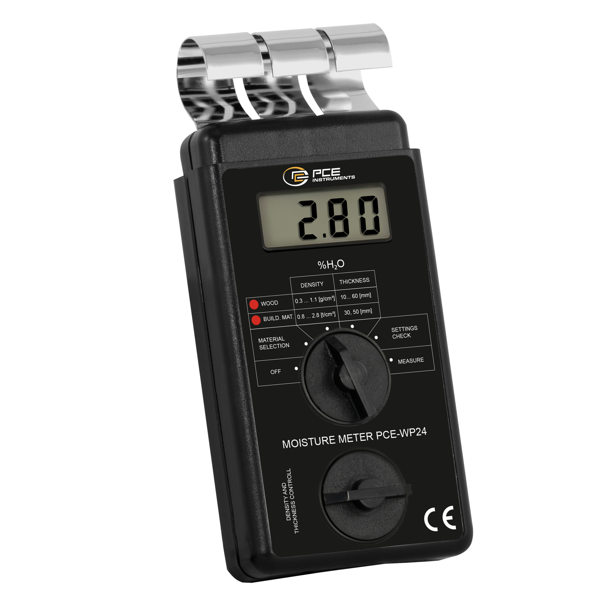 PCE Wood Moisture Meter — Noninvasive, Electromagnetic Waves, 50mm Depth, Model# PCE-WP24